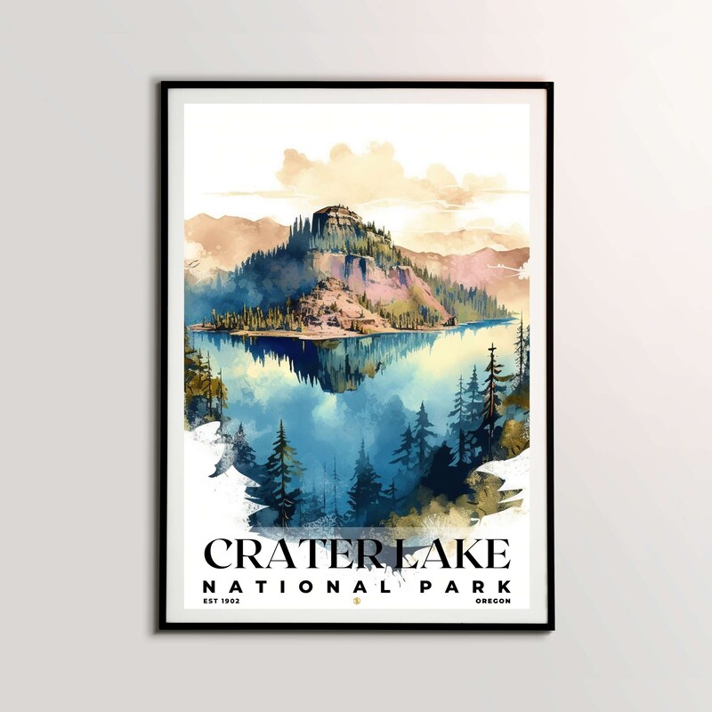 Crater Lake National Park Poster, Travel Art, Office Poster, Home Decor | S4